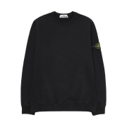 Stone Island 6100028 Brushed Organic Cotton Fleece Regular Fit Crewneck Sweatshirt with Ribbed Inserts Black - 25FW