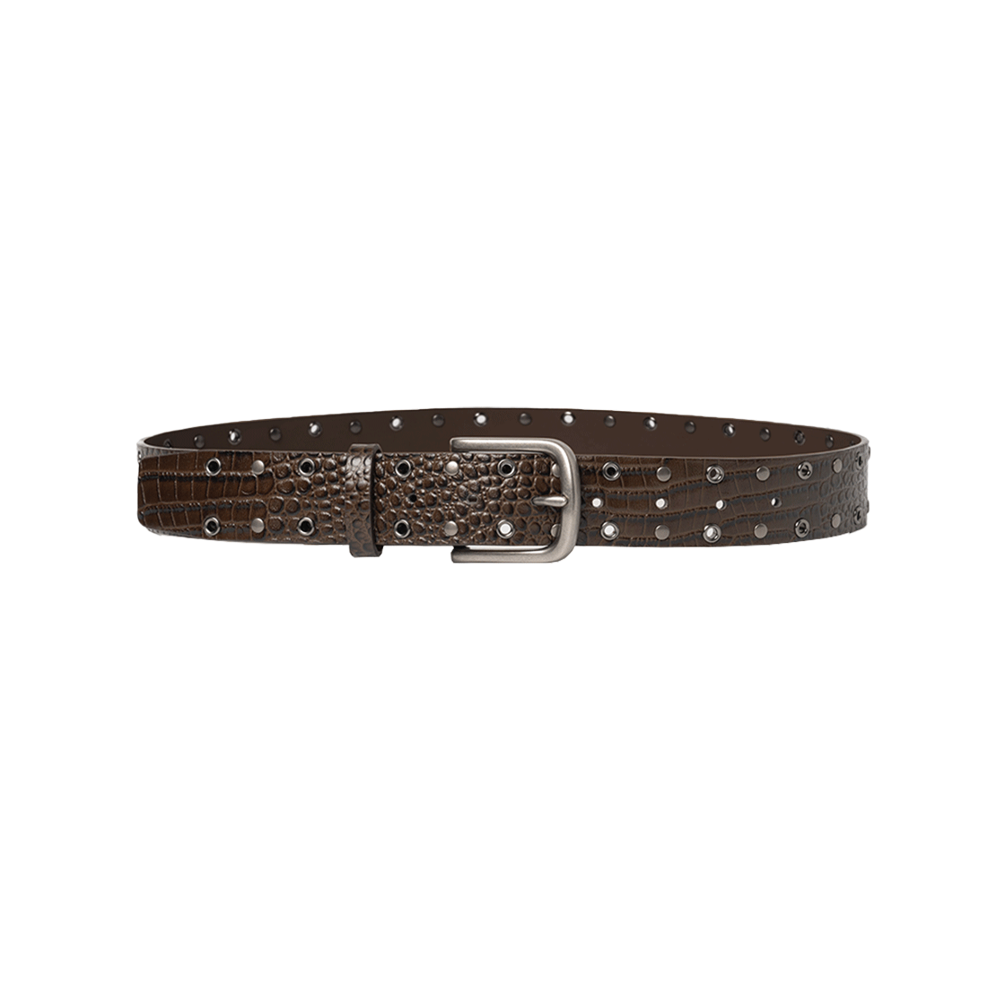 MW174BRW MILLO WOMEN Stud Eyelet Leather Belt Brown