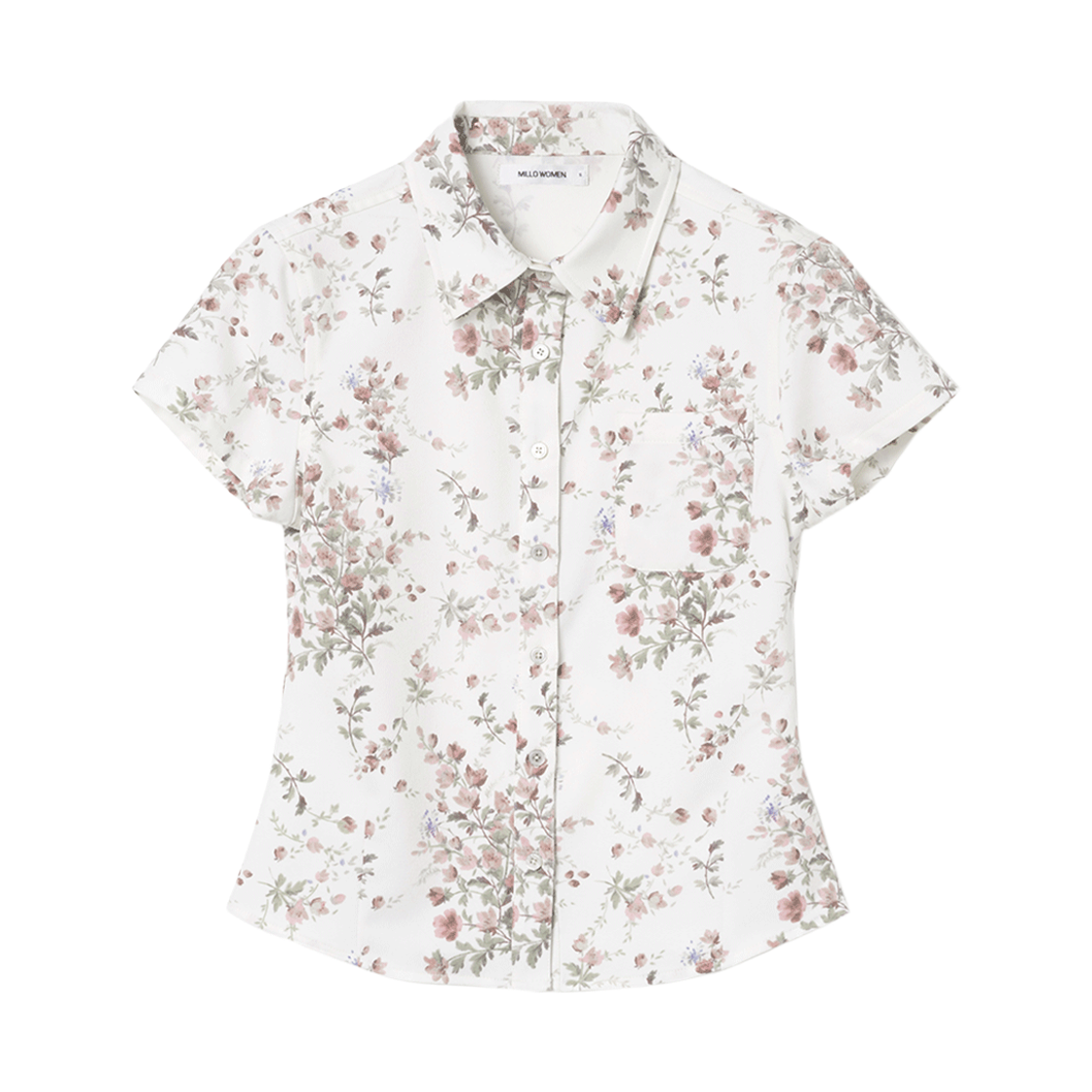 MW145WHT MILLO WOMEN Twill Flower Shirts White