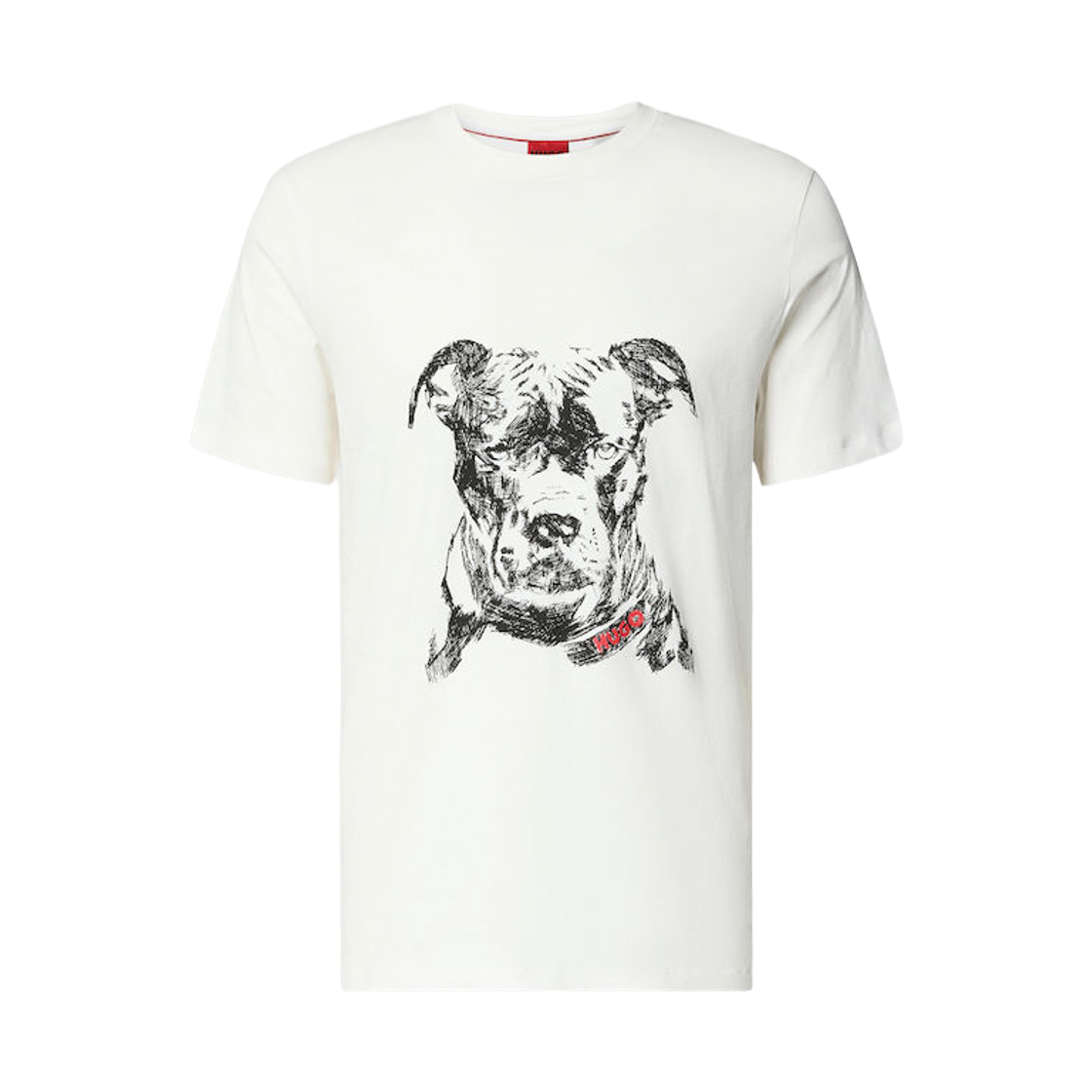 휴고 보스 도그 아트워크 코튼 저지 티셔츠 화이트(Hugo Boss Dog Artwork Cotton Jersey T-Shirt White)