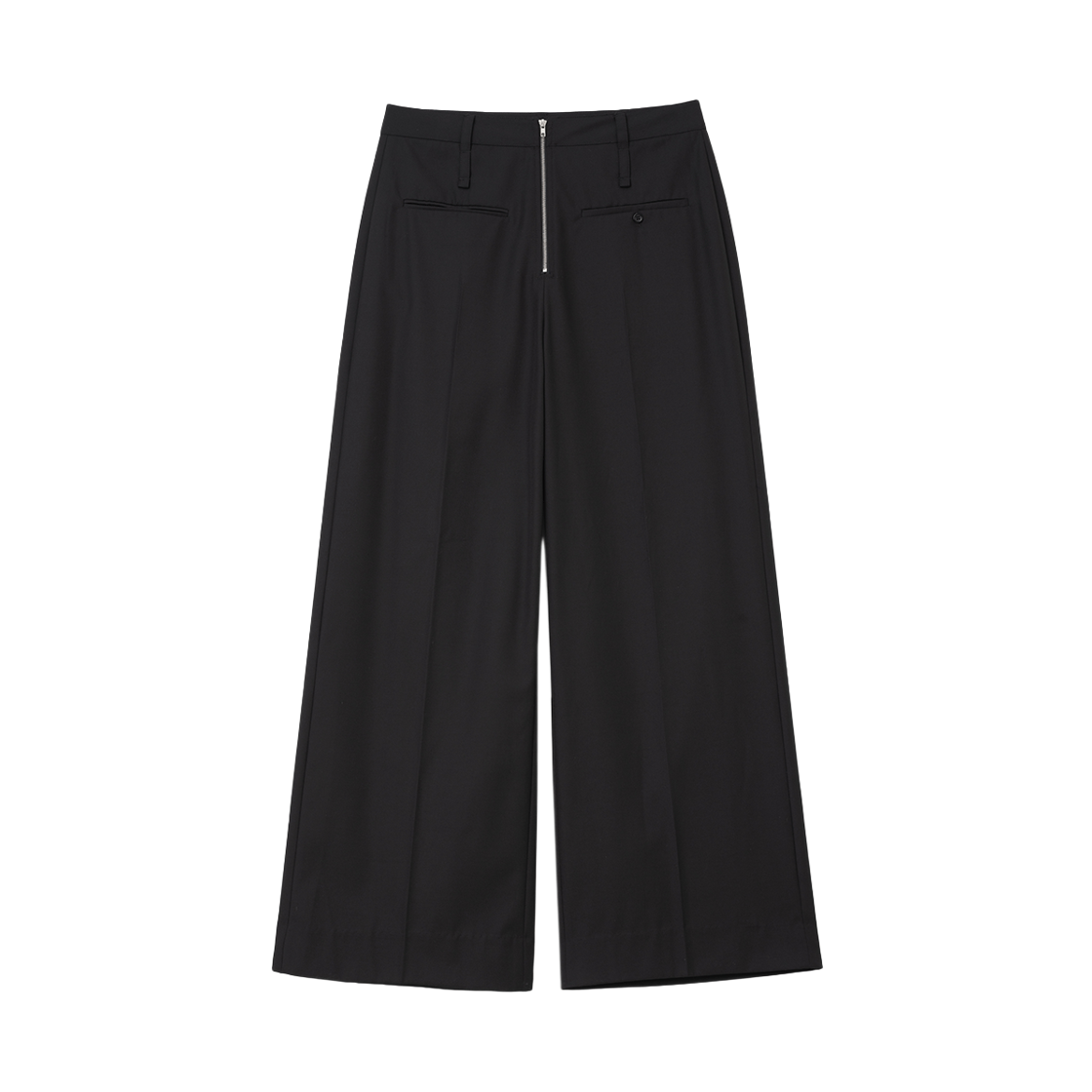 MW245BLK MILLO WOMEN Zipper Wide Trousers Black