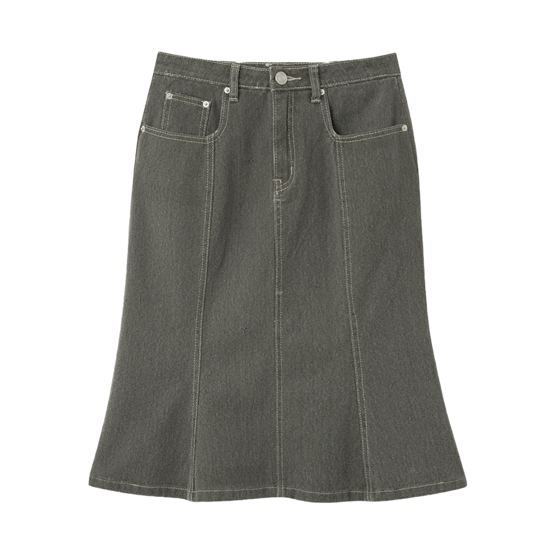 MW073WGR MILLO WOMEN Vintage Denim Flare Skirt Washed Green