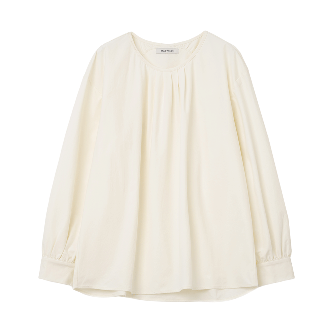 밀로 우먼 라운드 셔링 블라우스 아이보리(MILLO WOMEN Round Shirring Blouse Ivory) - 1