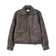 MILLO WOMEN Belted Leather Jacket Brown