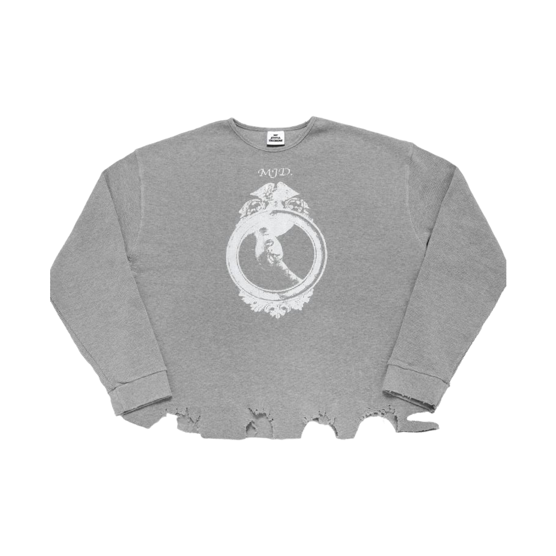 엠제이디 디스트레스드 와플 롱슬리브 멜란지 그레이(MJD Distressed Waffle Long Sleeve Melange Grey)
