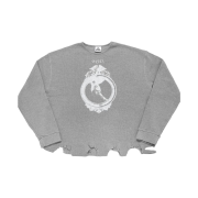 MJD Distressed Waffle Long Sleeve Melange Grey