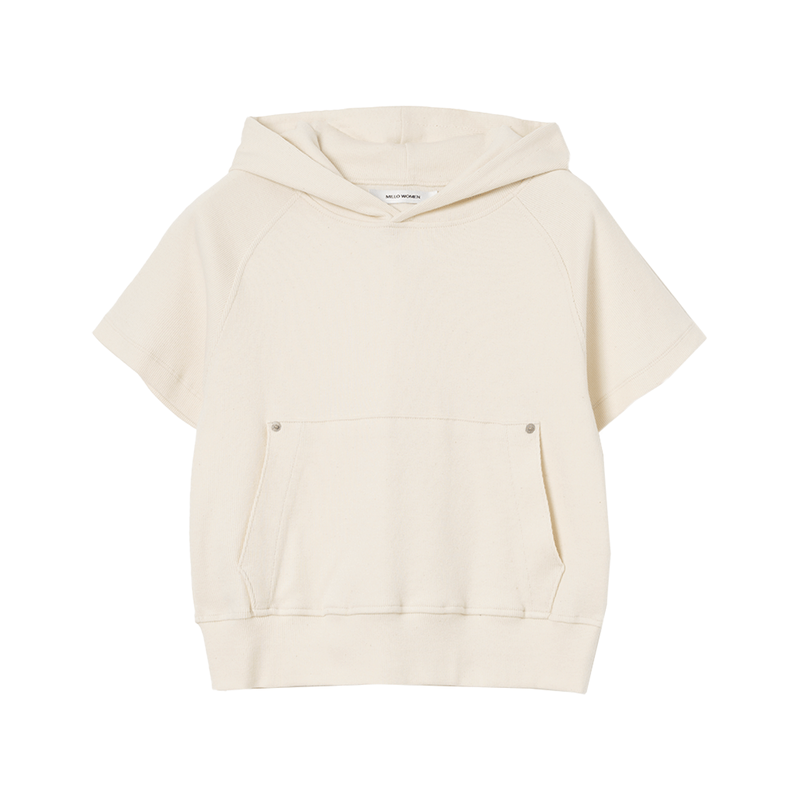 MW184IVR MILLO WOMEN Ribbed Short Sleeve Hoodie Ivory