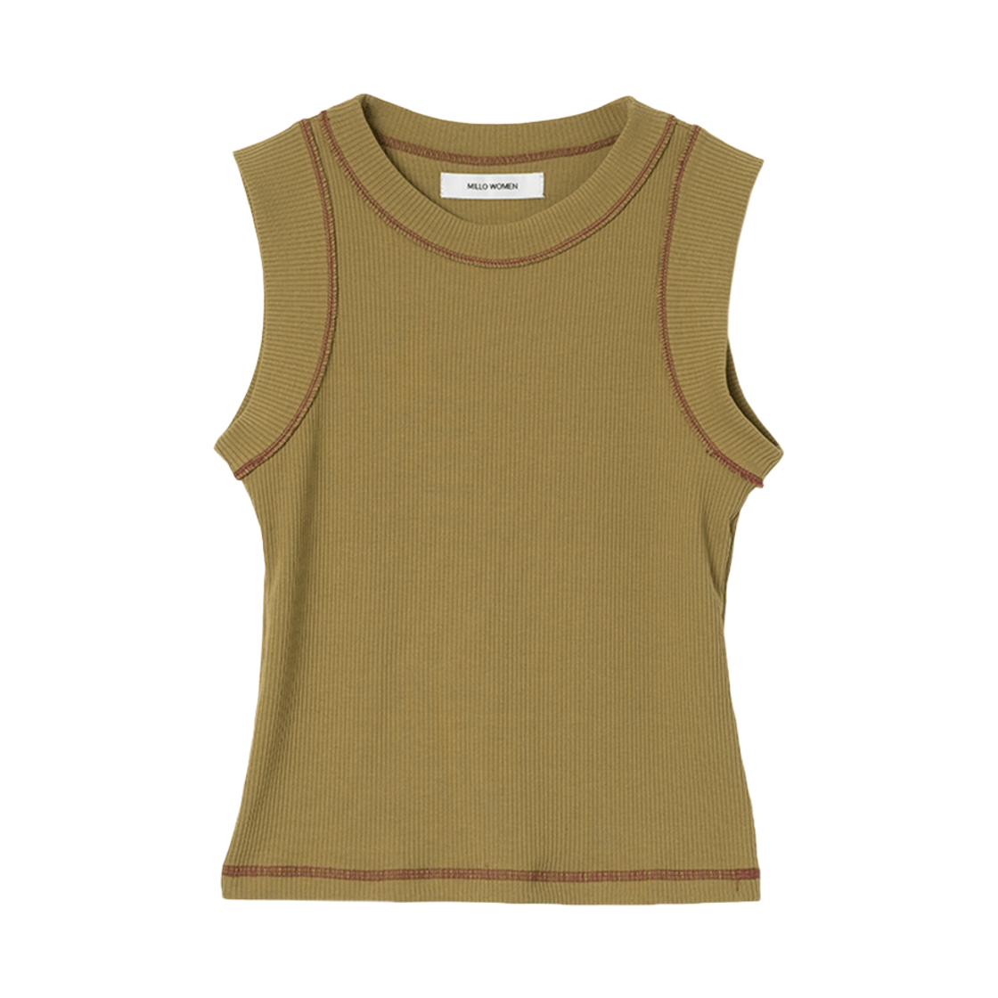 MW150OBR MILLO WOMEN Stitch Sleeveless Top Olive Brown