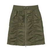 MILLO WOMEN Utility Shirring Zip Skirt Khaki