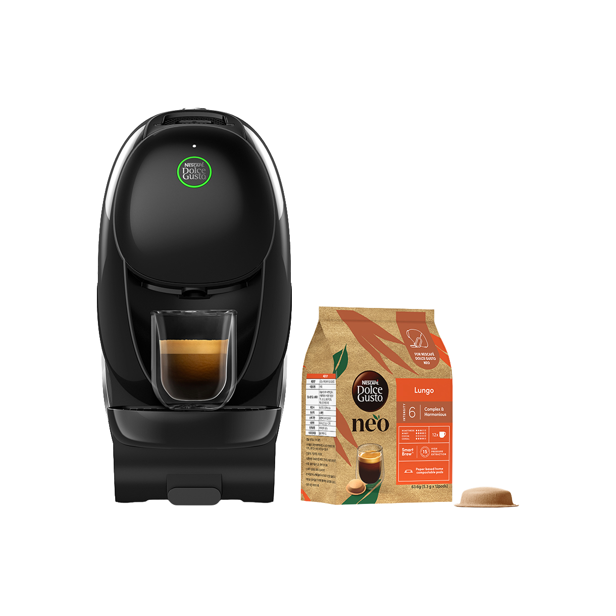 돌체구스토 캡슐 커피머신 네오 블랙 + 캡슐 1Box(DOICE-GUSTO Neo Black + Neo capsule 1Box)