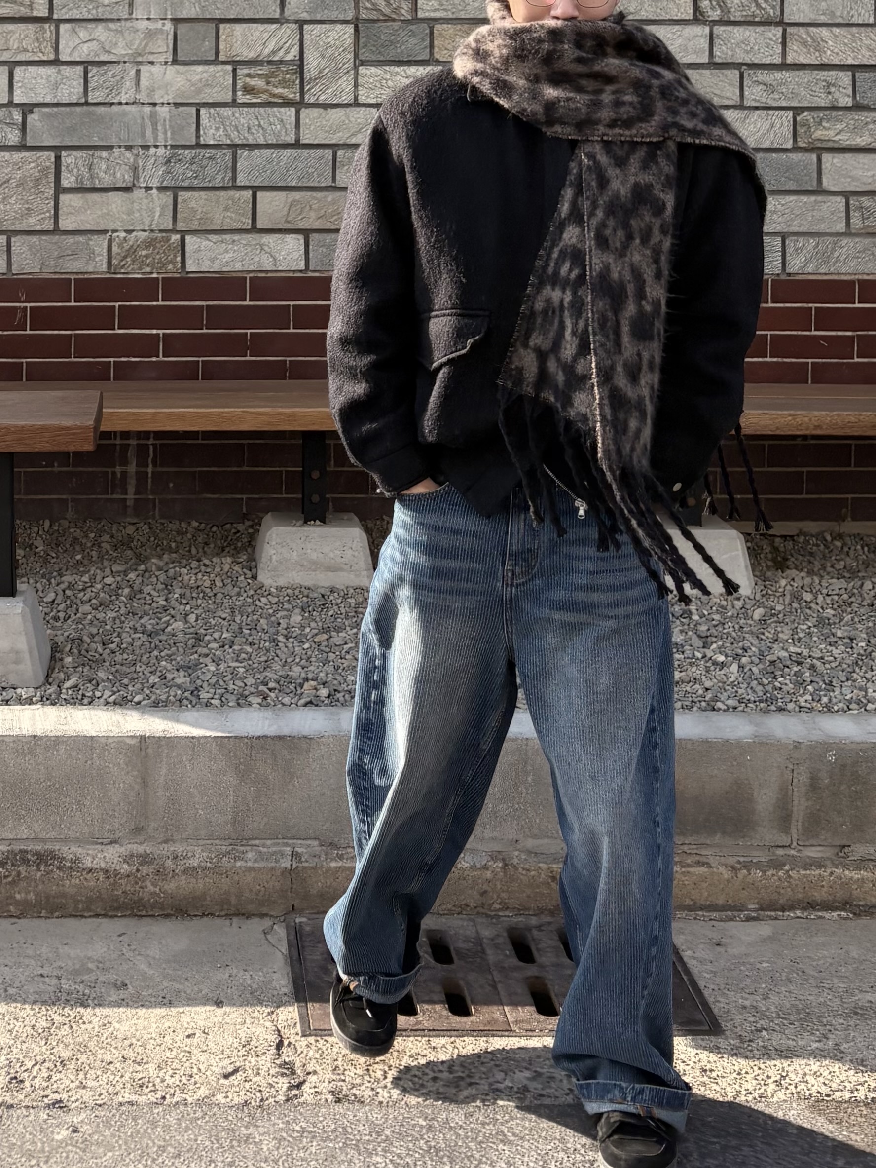 noun Corduroy Denim Pants Blue, noun Corduroy Denim Pants Light Blue 착용 스타일 - 3