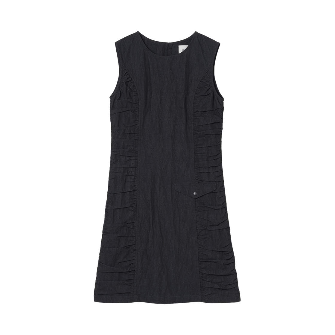 MW160BLK MILLO WOMEN Shirring Zip-Up Mini Dress Black