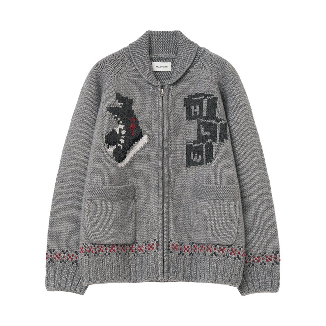 밀로 우먼 심볼 코위찬 니트 집업 그레이(MILLO WOMEN Symbol Cowichan Knit Zip Up Gray)