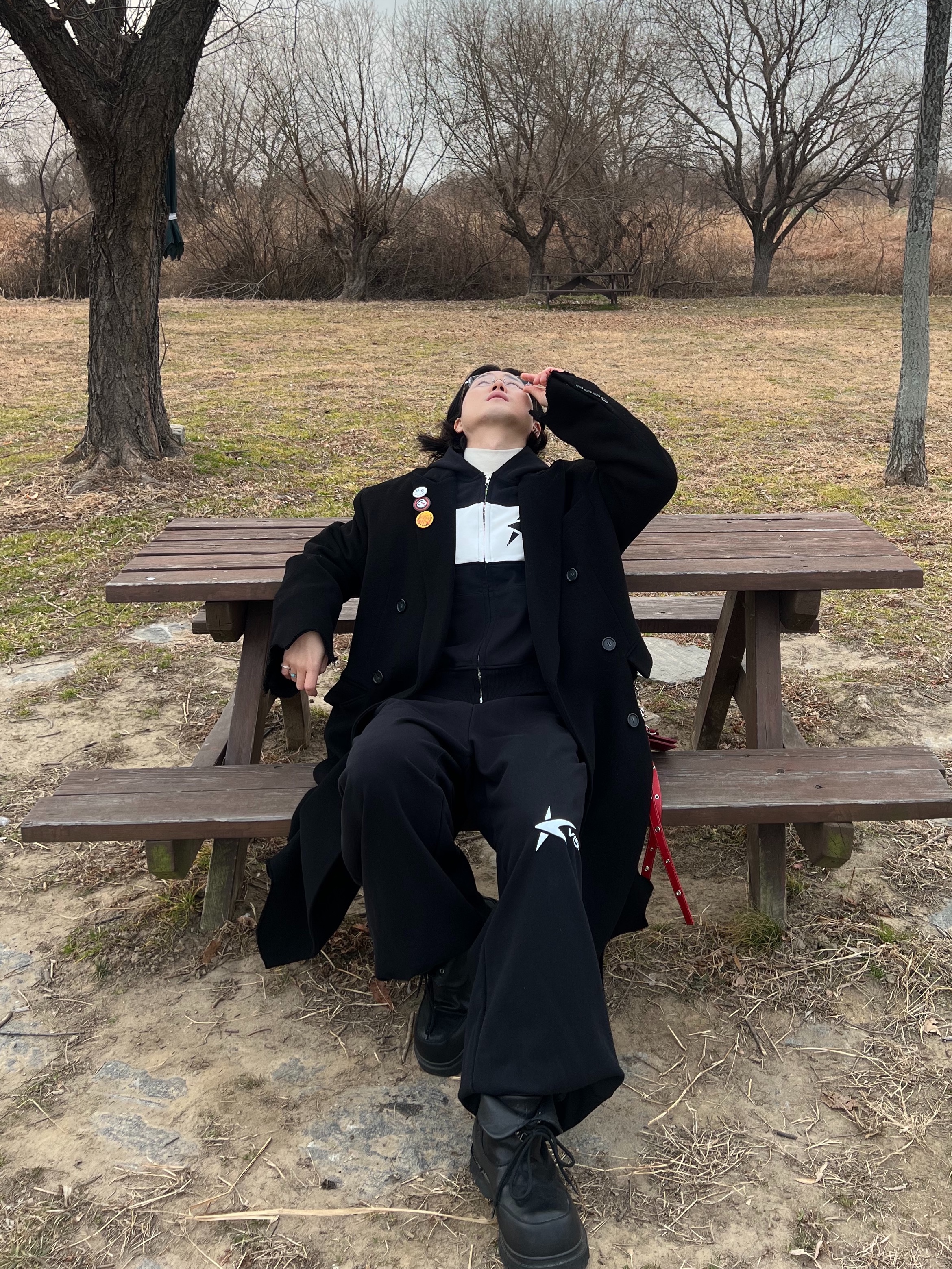 Civision by CSC Star Logo Hoodie Zip-Up Black, Civision by CSC Star Logo Jogger Pants Black 착용 스타일 - 4