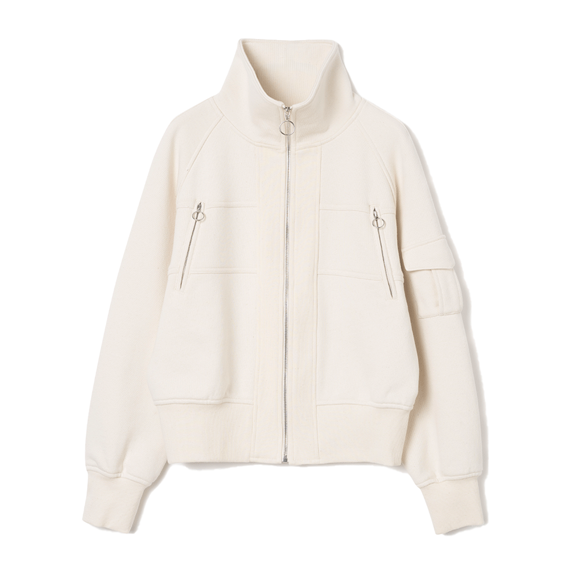 밀로 우먼 져지 숏 봄버 자켓 에크루(MILLO WOMEN Jersey Short Bomber Jacket Ecru)