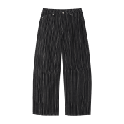 MILLO WOMEN Stripe Balloon Jeans Washed Black