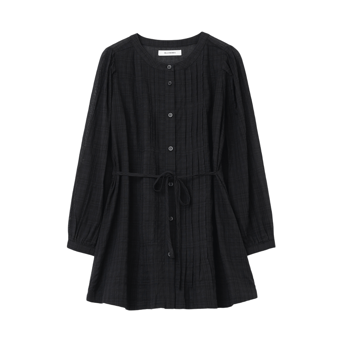 밀로 우먼 턱 플리츠 퍼프 블라우스 블랙(MILLO WOMEN Tuck Pleats Puff Blouse Black) - 1