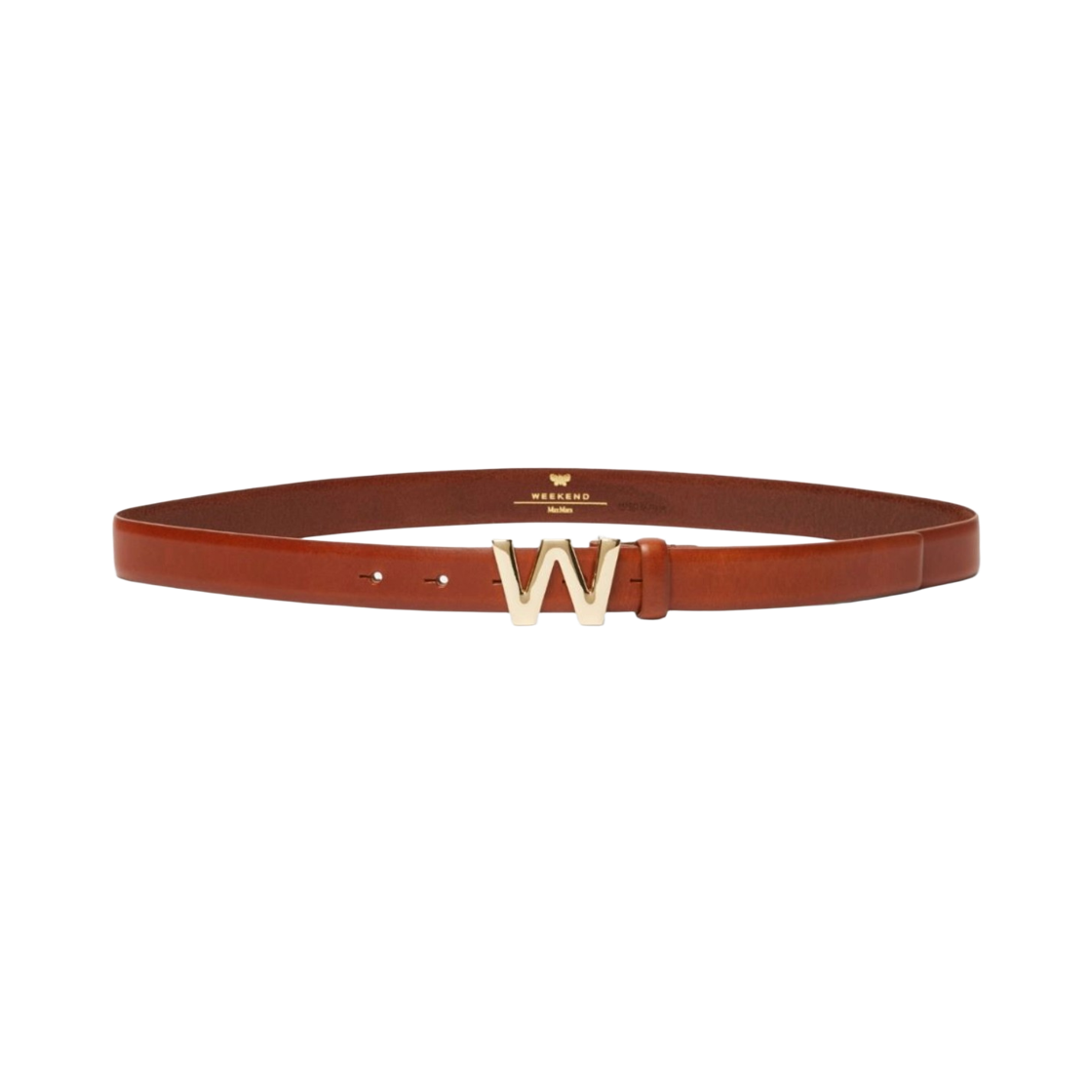 (W) 위켄드 막스마라 WKAWEST 로고 버클 레더 벨트 토바코((W) Weekend Max Mara WKAWEST Logo Buckle Leather Belt Tobacco)