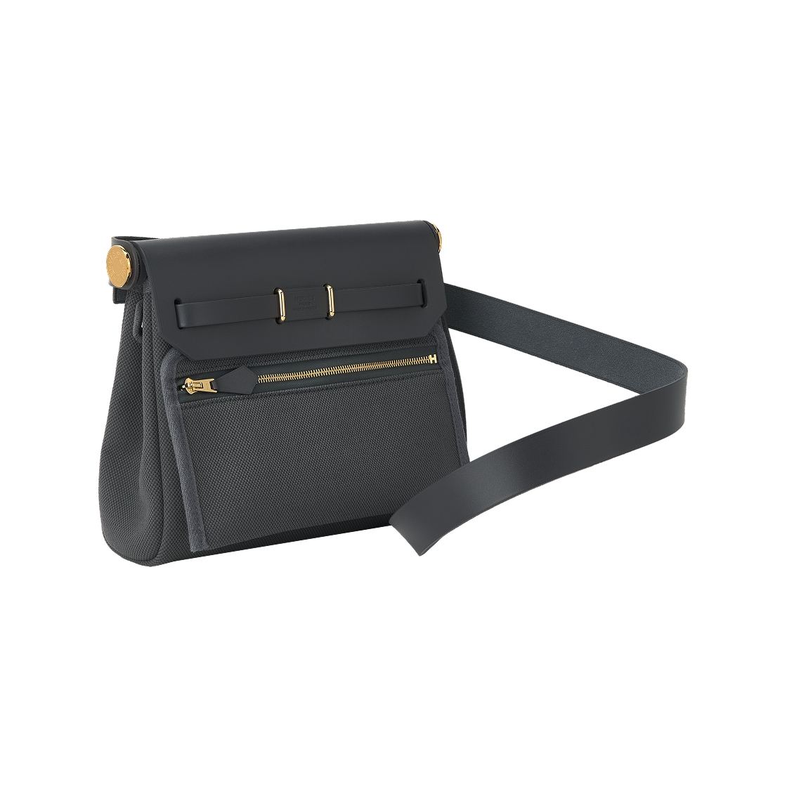 에르메스 에르백 집 20 백 밀리터리 캔버스 헌터 카우하이드 & 골드 하드웨어 아르두아즈(Hermes Herbag Zip 20 Bag Military Canvas Hunter Cowhide & Gold Ardoise) - 3