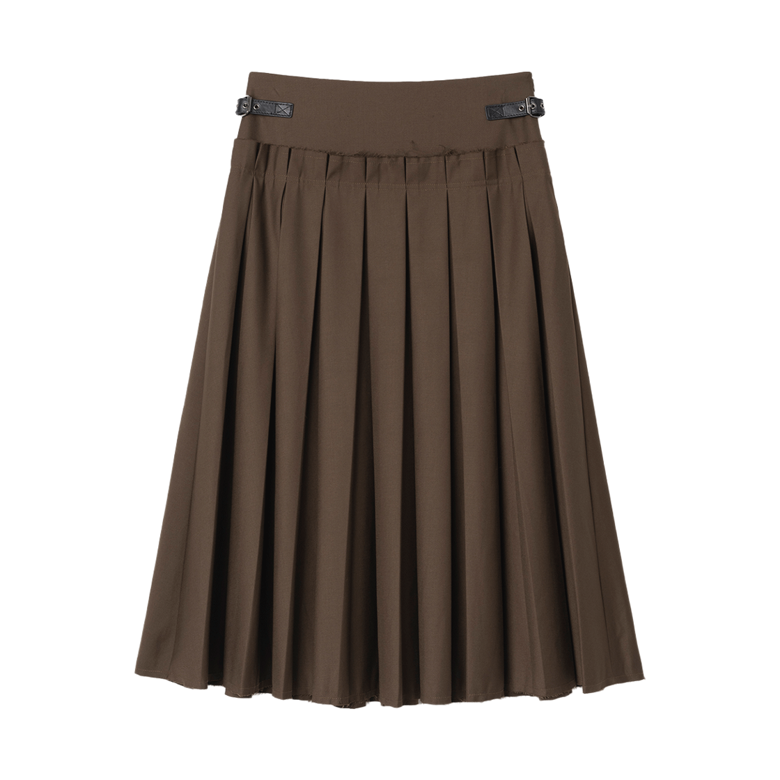 밀로 우먼 버클 플리츠 스커트 브라운(MILLO WOMEN Buckle Pleated Skirt Brown) - 1