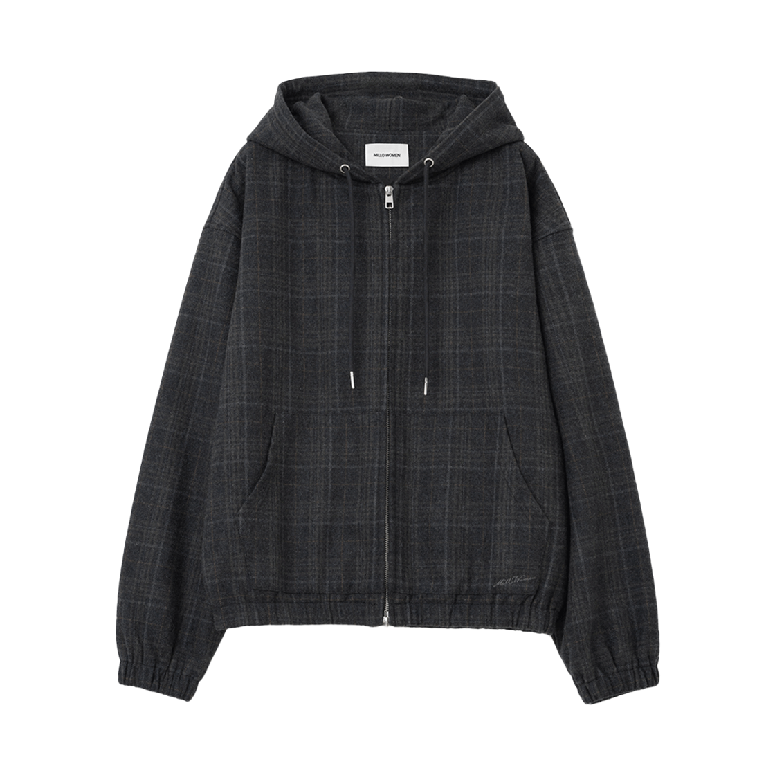 MW220CHA MILLO WOMEN Over Fit Check Hoodie Jacket Charcoal