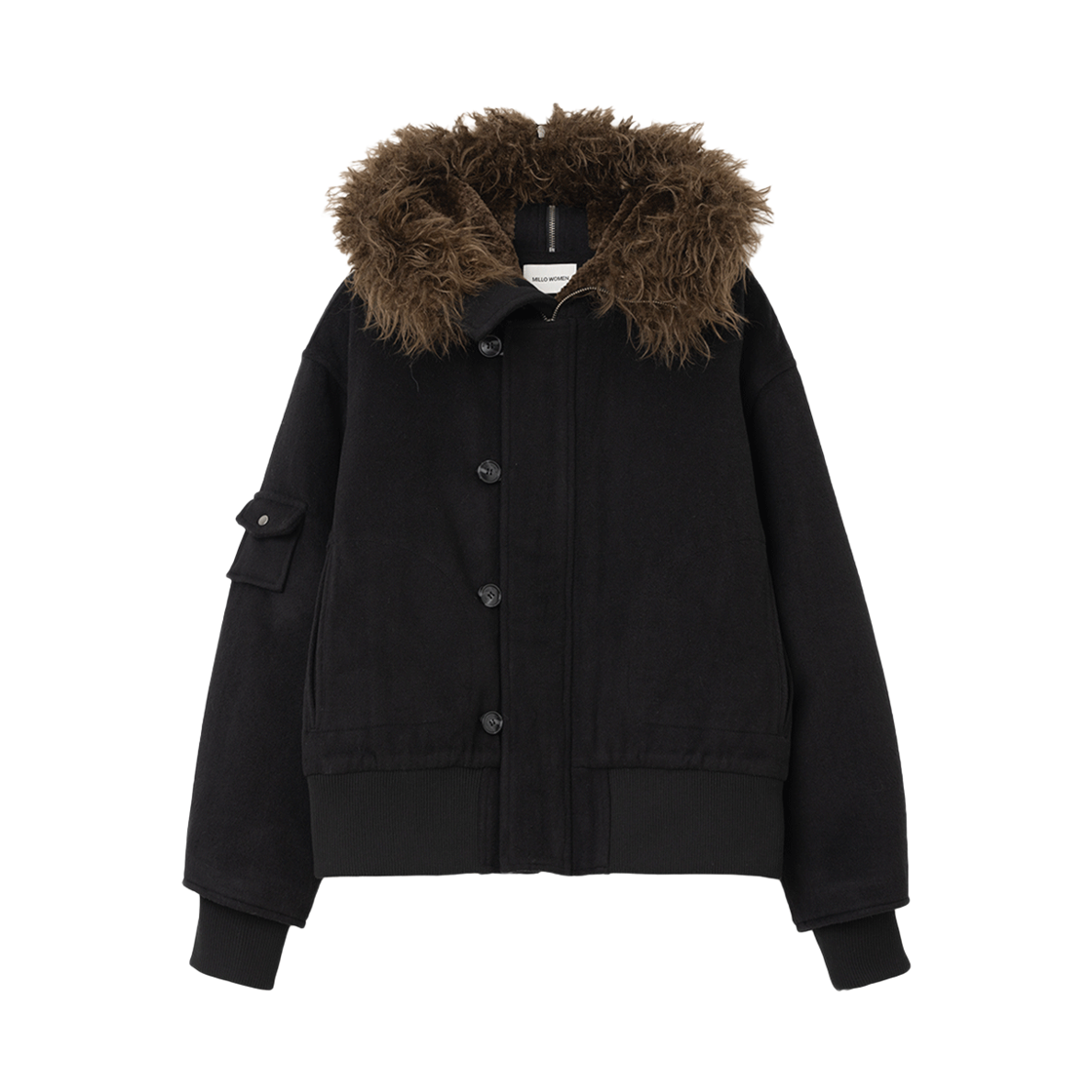 밀로 우먼 버튼 플라이트 울 파카 블랙(MILLO WOMEN Button Flight Wool Parka Black)