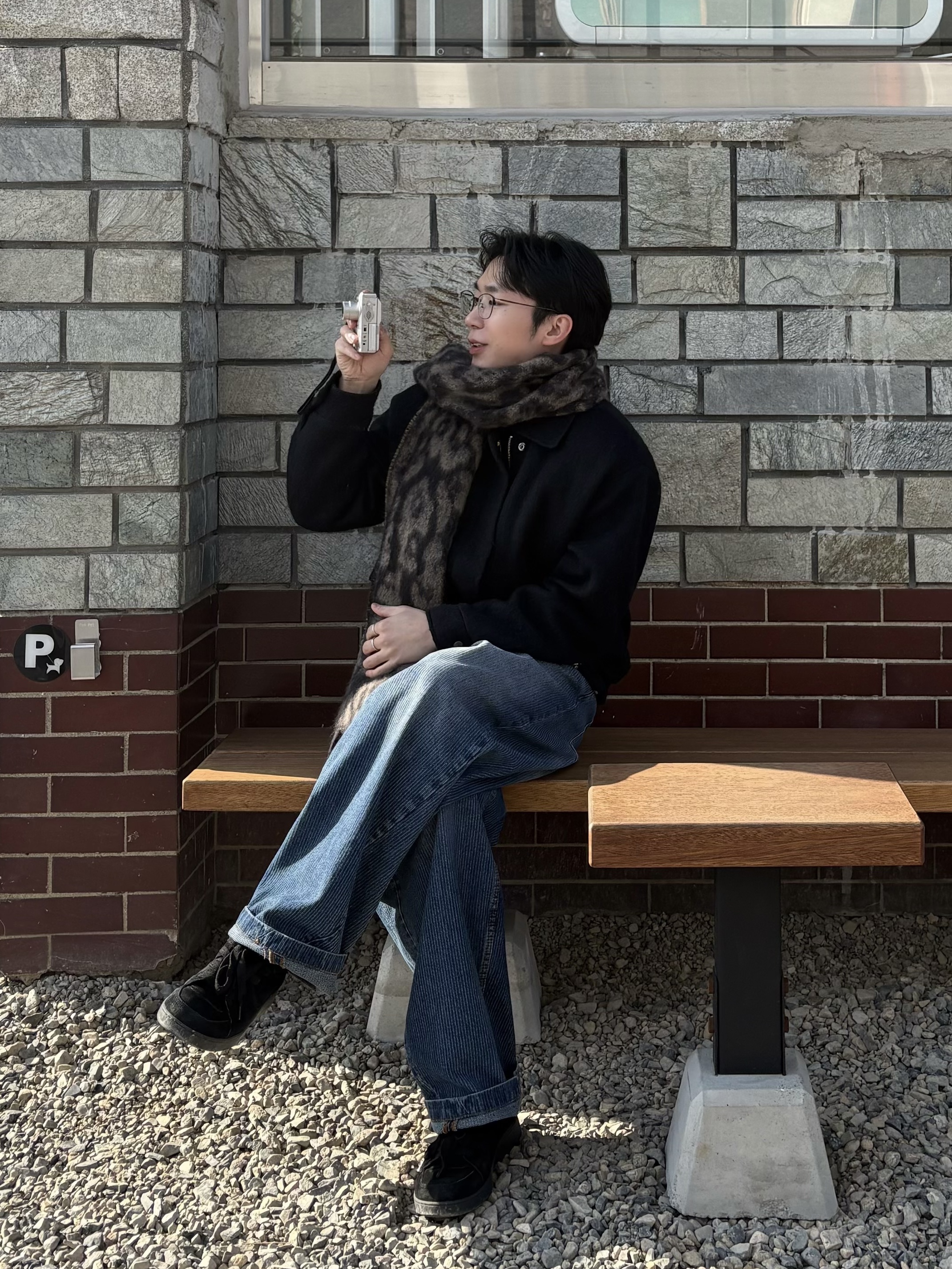 noun Corduroy Denim Pants Blue, noun Corduroy Denim Pants Light Blue 착용 스타일 - 1