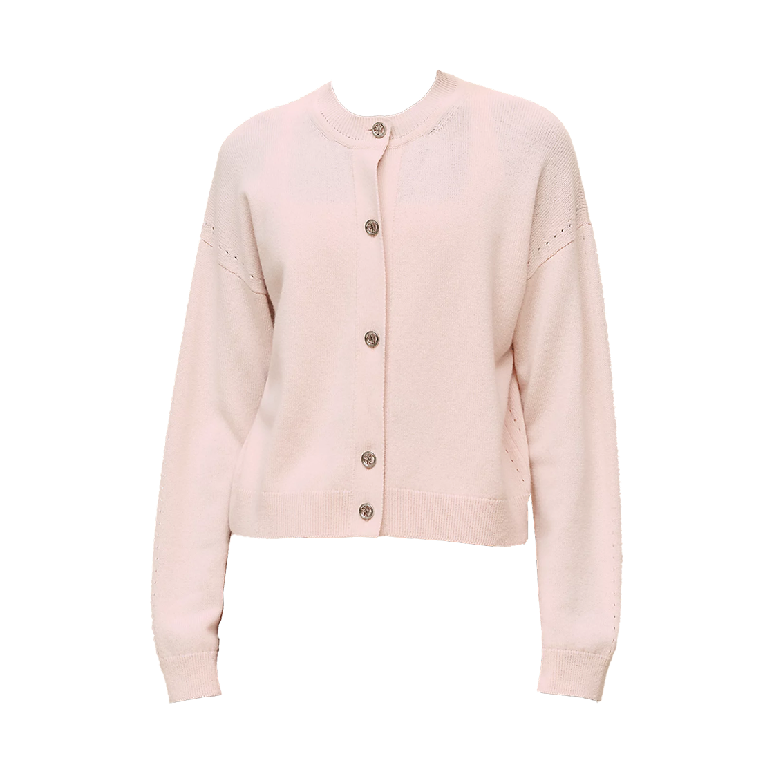 H6E2721D1KG (W) Hermes Long Sleeve Cardigan Cashmere Rose Palomino