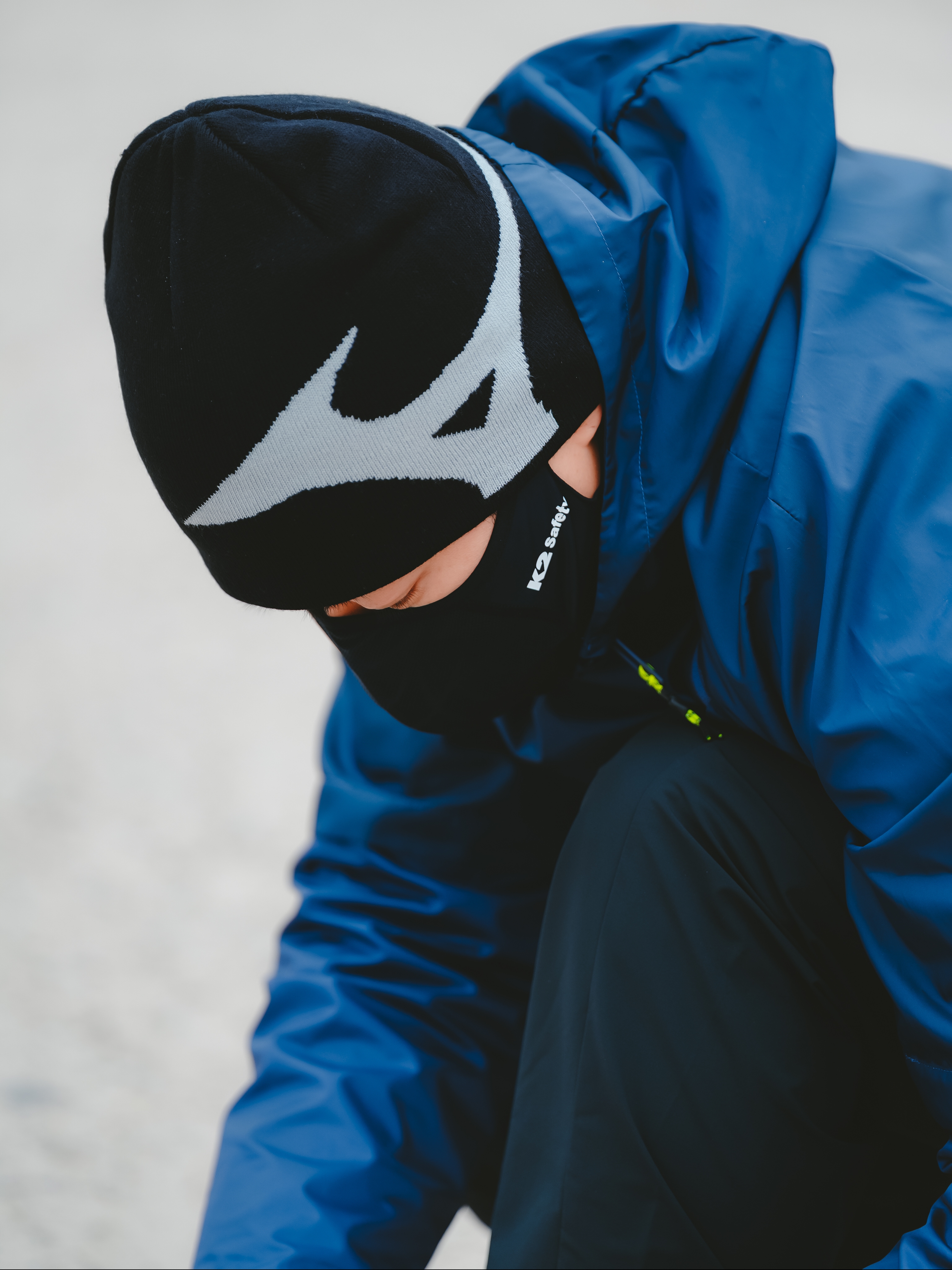 [Phyps Dept X Mizuno] Jacquard Beanie Black 착용 스타일 - 1