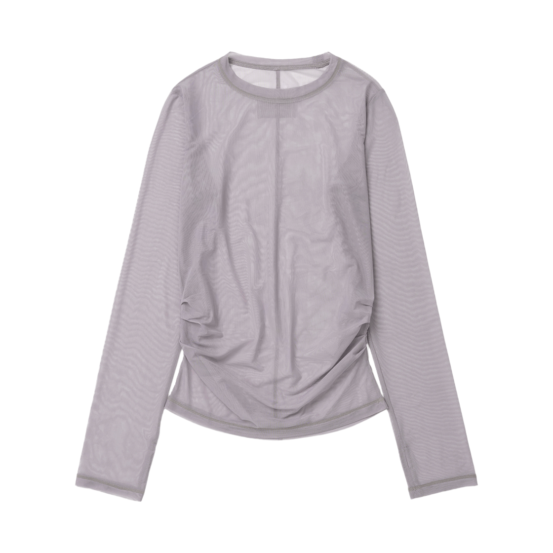 밀로 우먼 쉬어 셔링 롱 슬리브 티 라벤더(MILLO WOMEN Sheer Shirring Long Sleeve Tee Lavender) - 1
