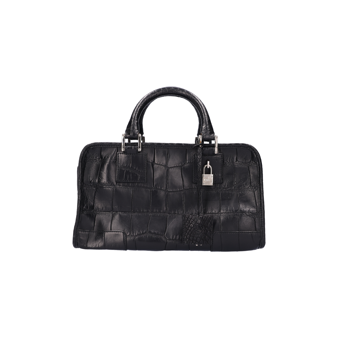 로에베 아마조나 28 스퀘어 토트백 크로커다일 블랙(Loewe Amazona 28 Square Tote Bag in Black Crocodile)