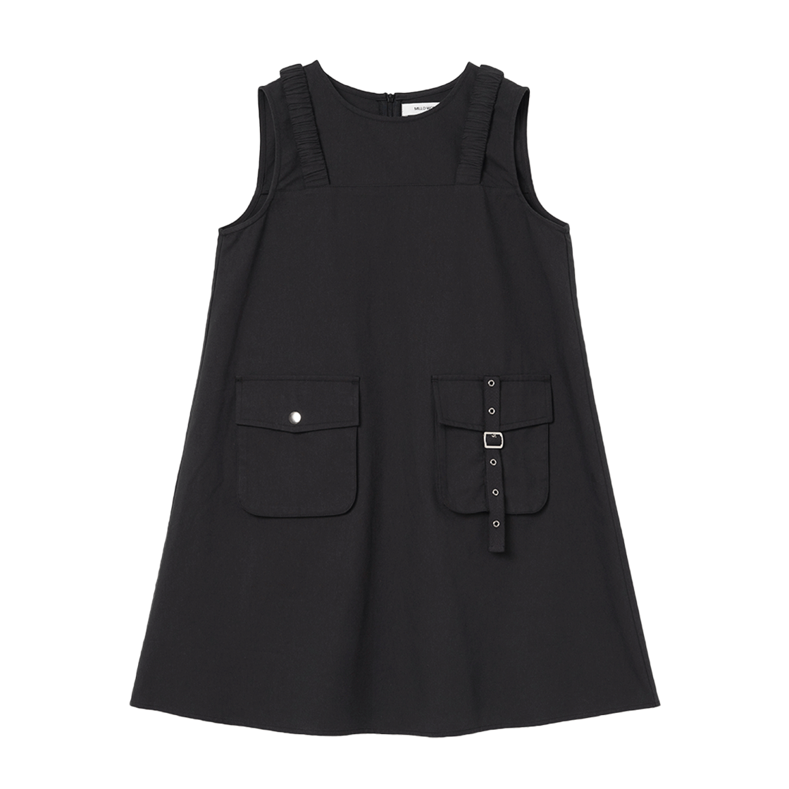 밀로 우먼 버클 스트랩 미니 드레스 블랙(MILLO WOMEN Buckle Strap Mini Dress Black) - 1