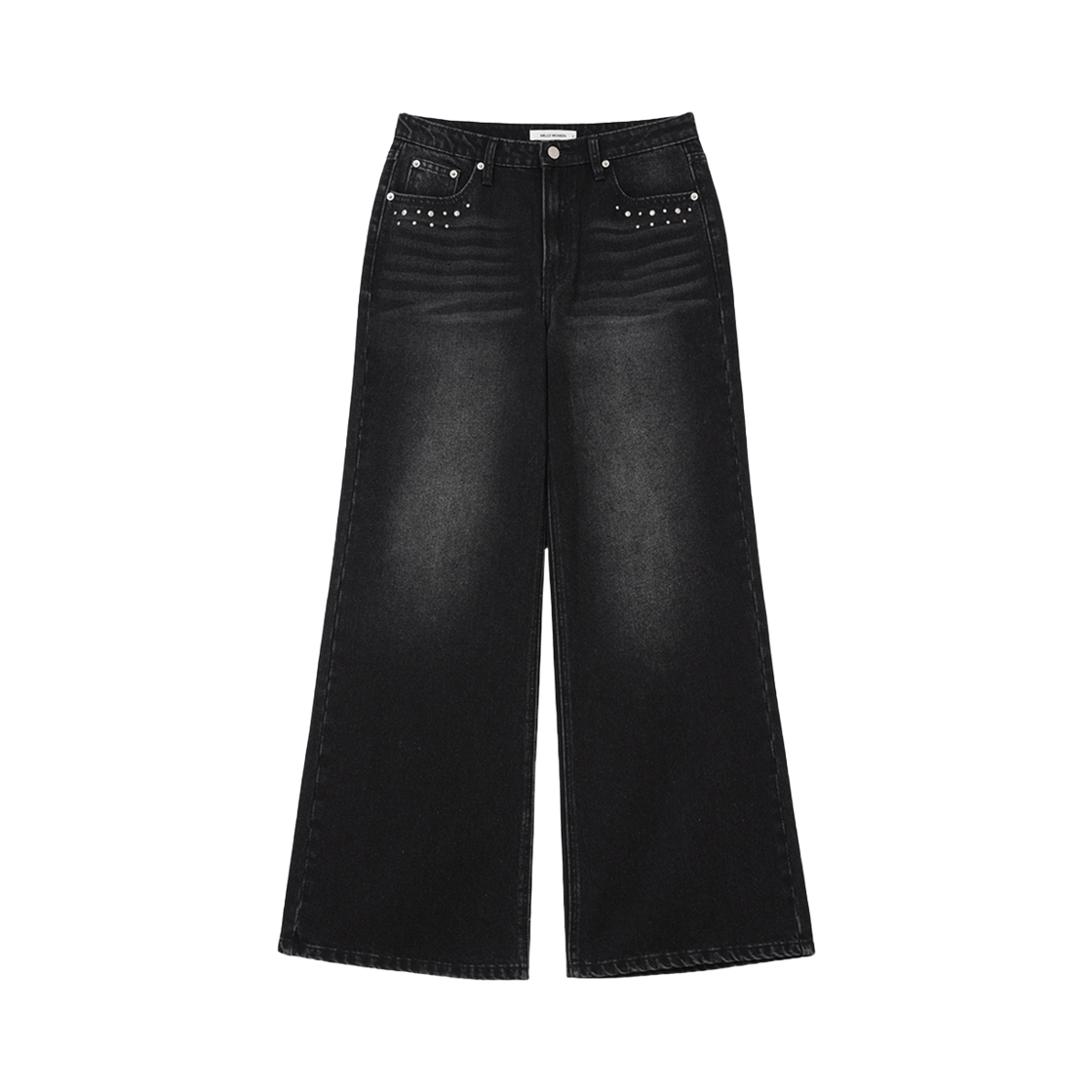 MW120BLK MILLO WOMEN Stud Wide Jeans Black