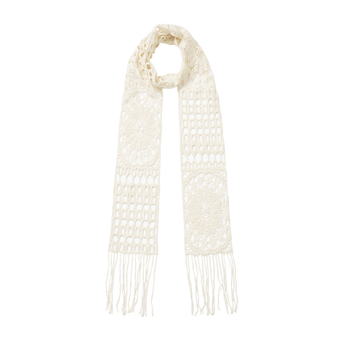 MW214IVR MILLO WOMEN Cotton Crochet Scarf Ivory