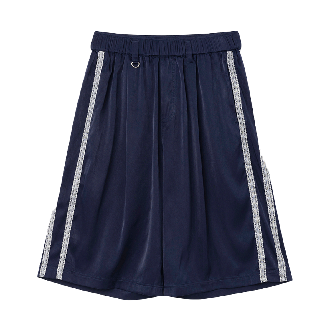 MW071NAV MILLO WOMEN Satin Lace Track Shorts Navy