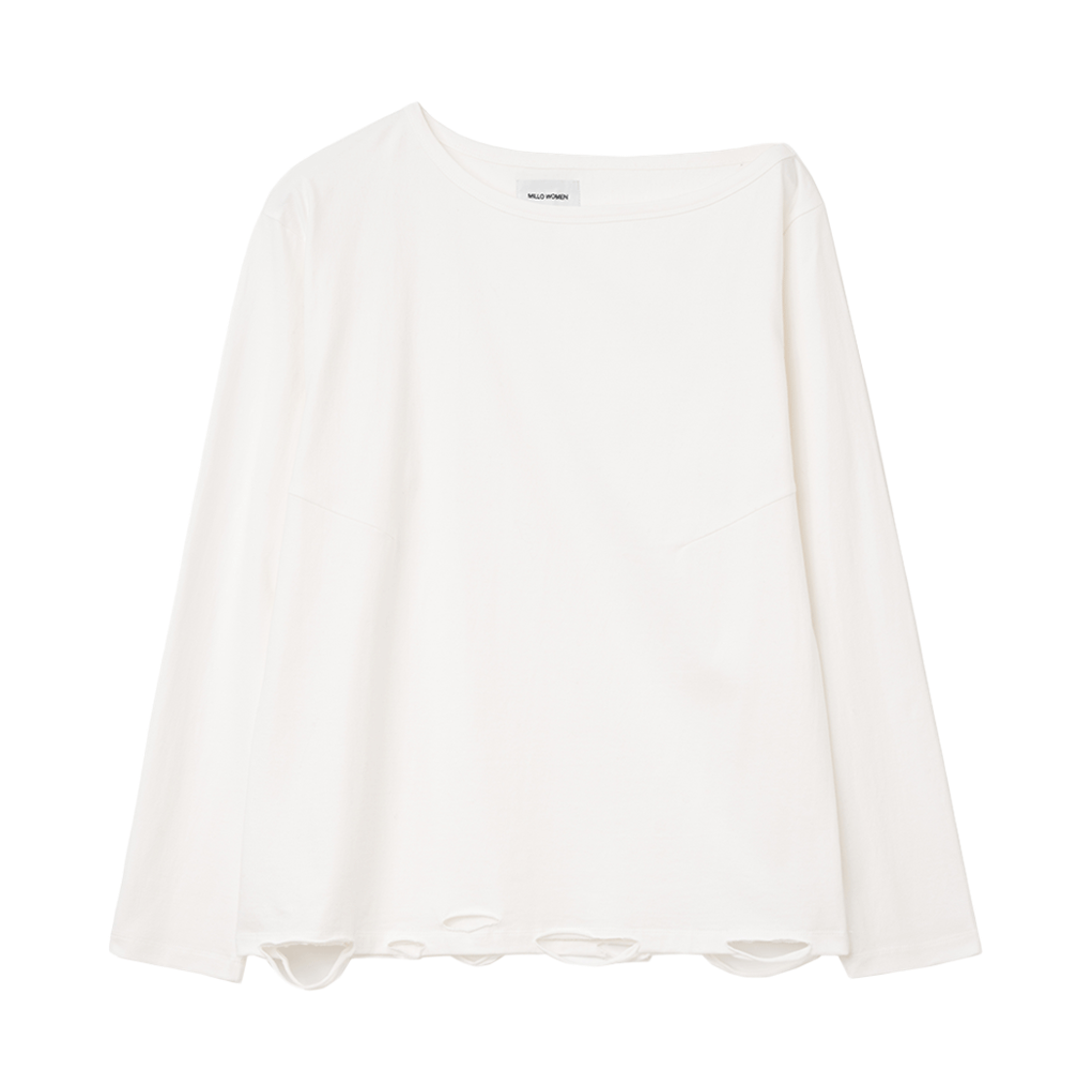 MW268WHT MILLO WOMEN One Shoulder Distressed T-Shirts White