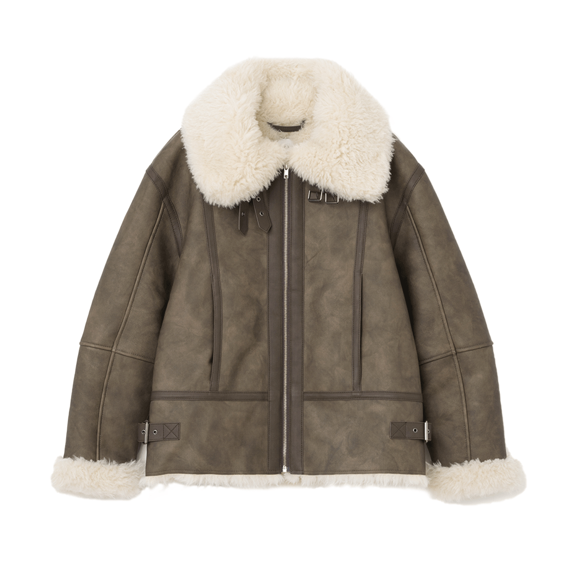 MW258BRW MILLO WOMEN Fluffy Fur Shearling Jacket Brown