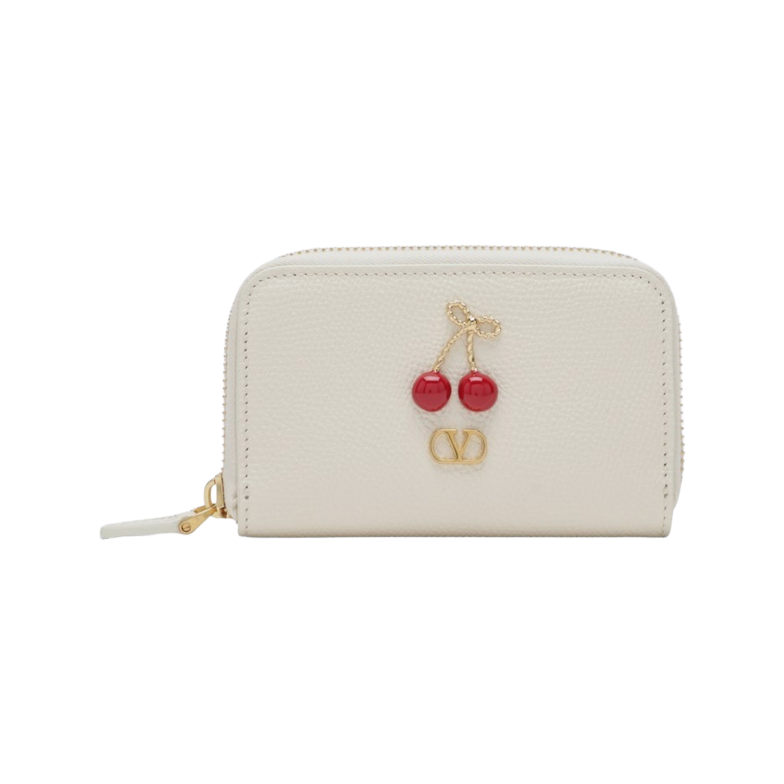 P0AX9WGXI16 Valentino Vlogo Signature Leather Card Holder Light Ivory