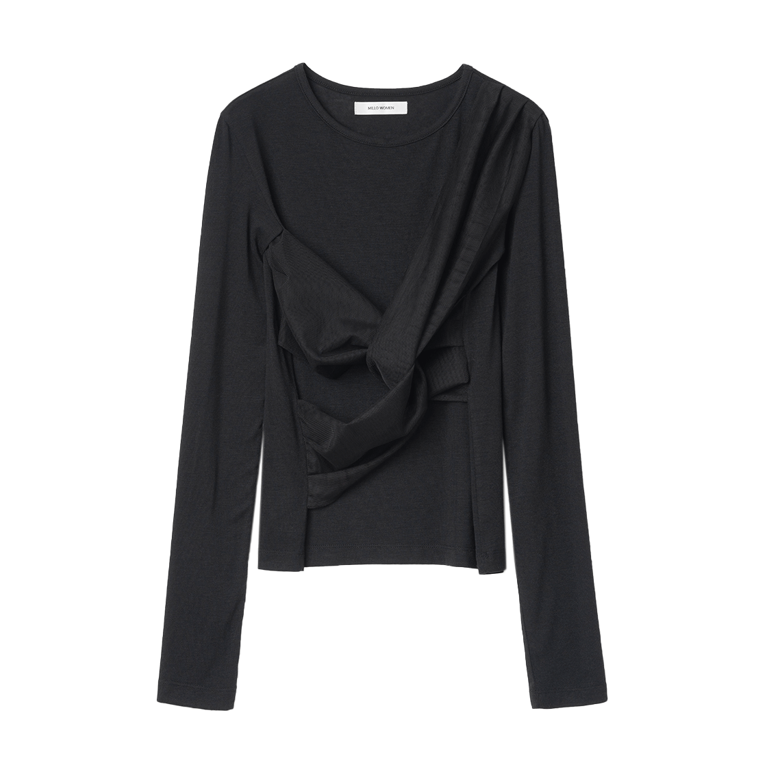 MW117BLK MILLO WOMEN Mesh Twist T-Shirts Black