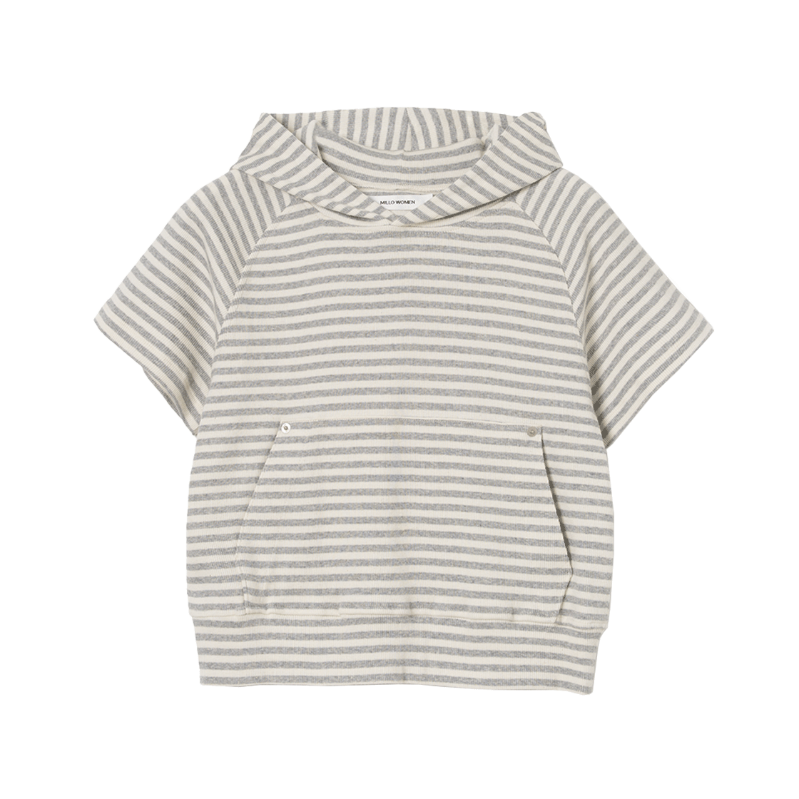 MW184MGR MILLO WOMEN Ribbed Short Sleeve Hoodie Melange Gray