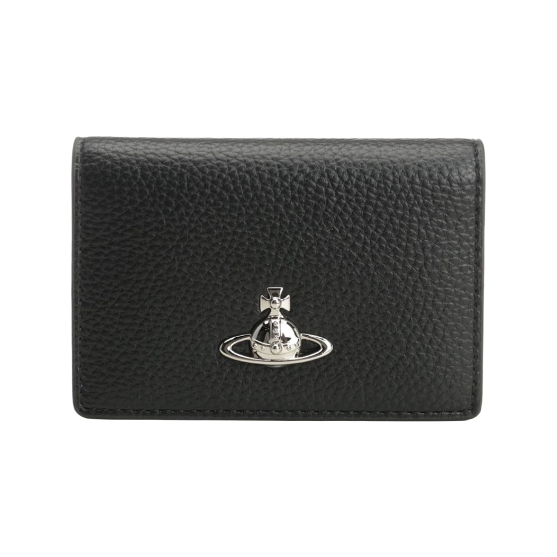 5402000PU-S000D-N403 Vivienne Westwood Orb Grain Flap Card Holder Black