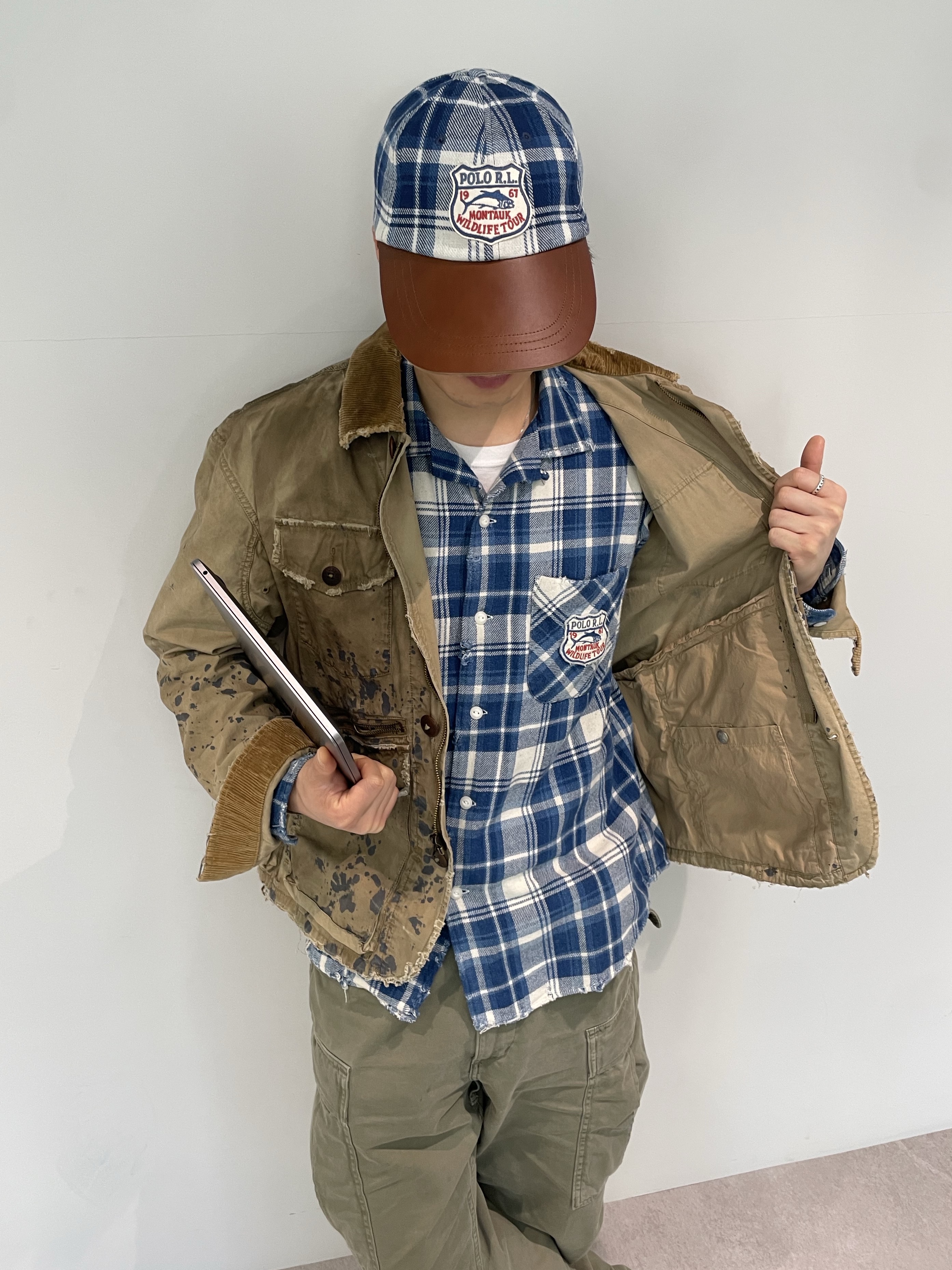 [10% 적립] [KREAM Limited Edition The Trophy Fishing Club] Polo Ralph Lauren Long Bill Flannel Cap Assorted - 25FW 착용 스타일 - 1
