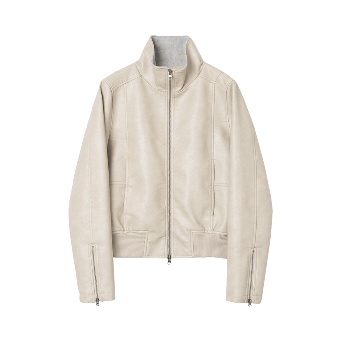 밀로 우먼 리브드 레더 워크 자켓 에크루(MILLO WOMEN Ribbed Leather Work Jacket Ecru)