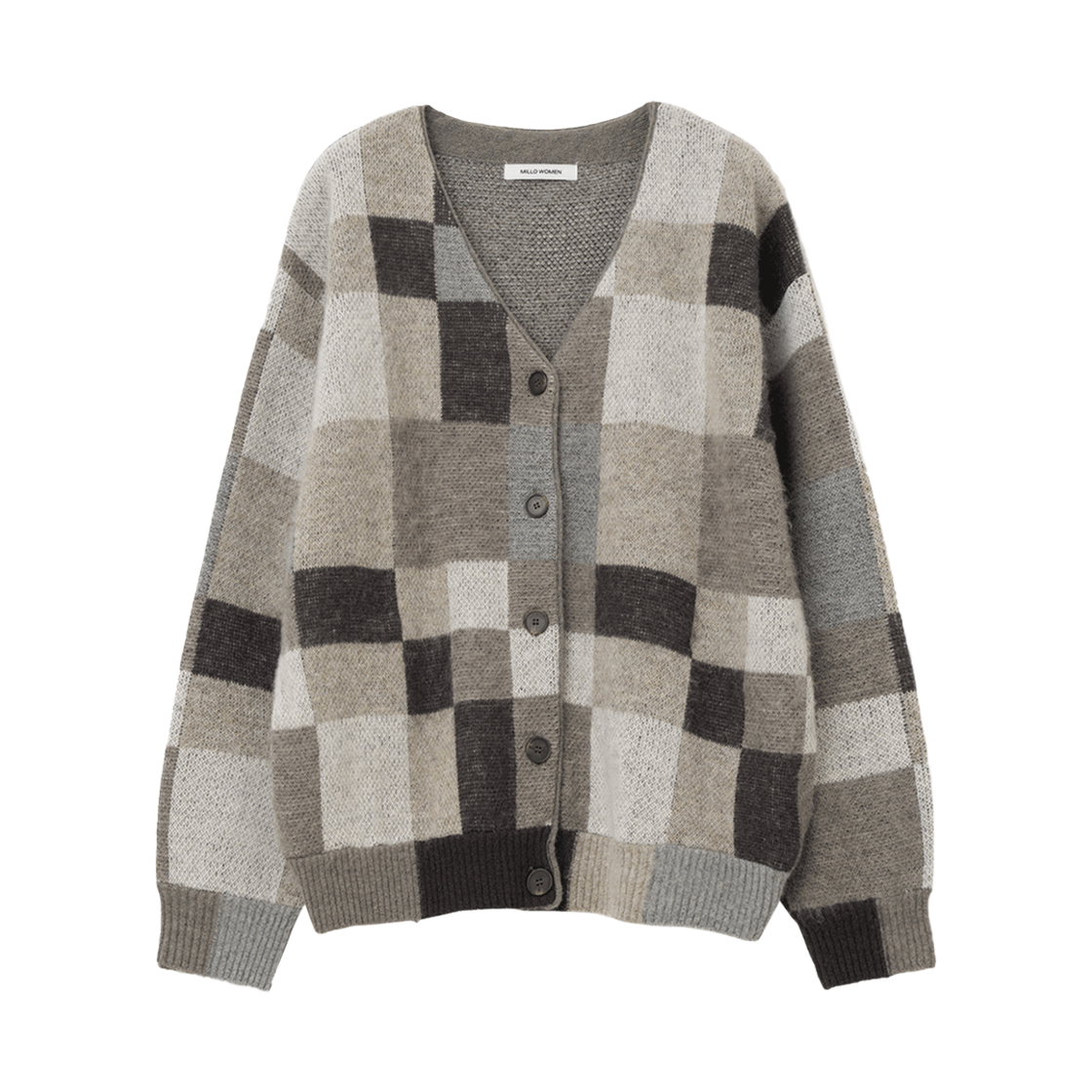MW225BEG MILLO WOMEN Color Block Oversized Cardigan Beige