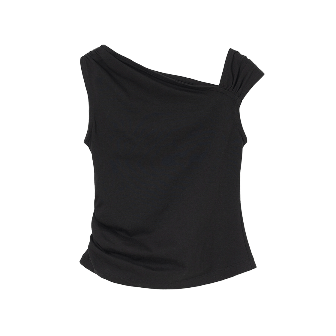 밀로 우먼 어시메트릭 셔링 탑 블랙(MILLO WOMEN Asymmetric Shirring Top Black) - 1