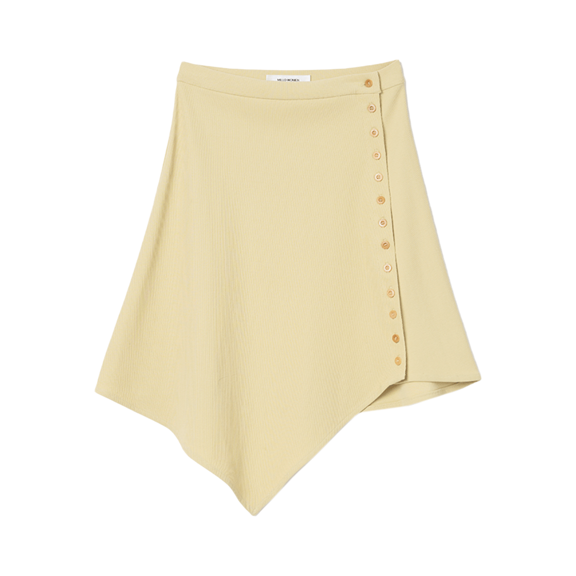 MW168LYE MILLO WOMEN Ribbed Button Mini Skirt Lemon Yellow