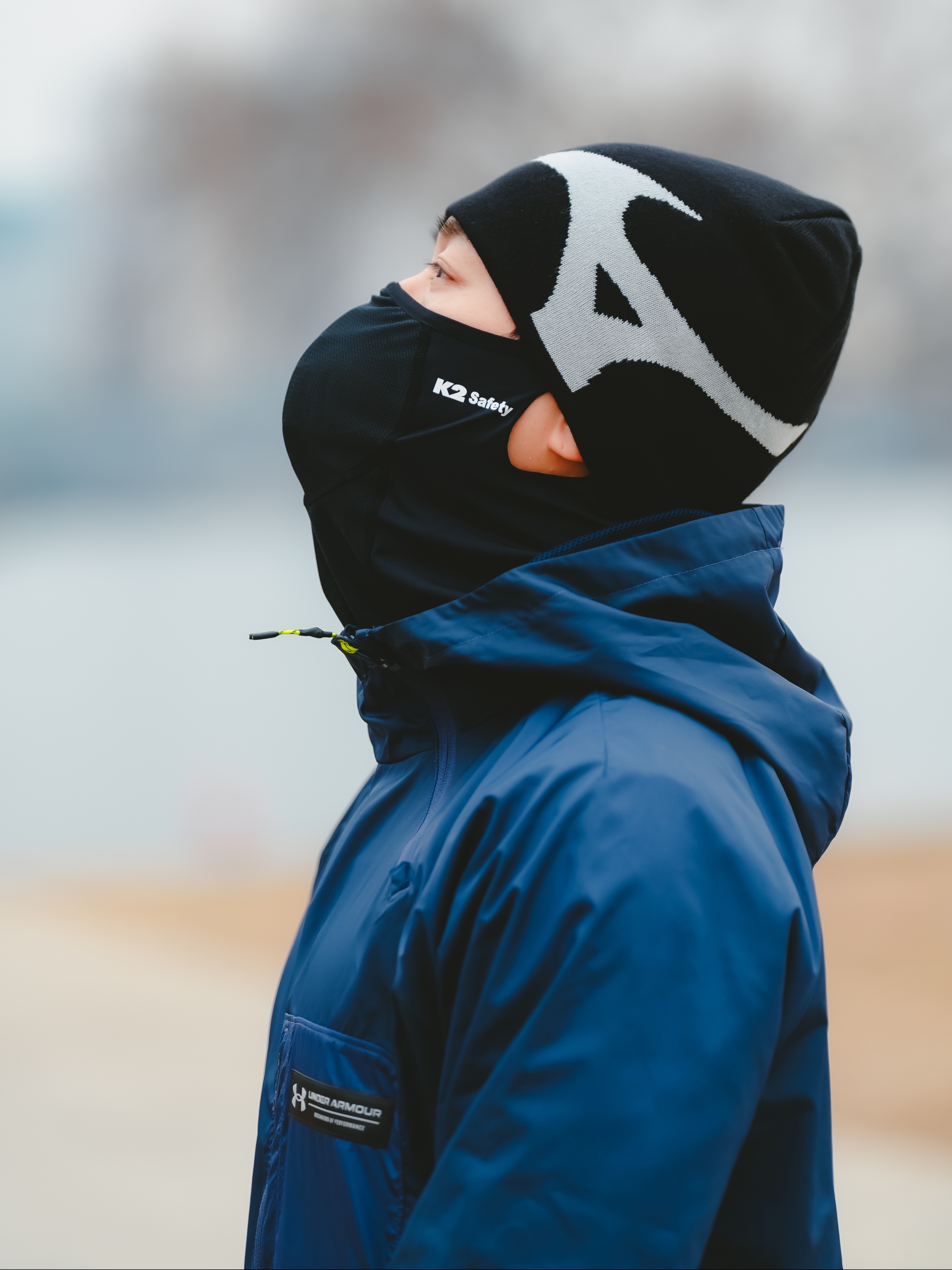 [Phyps Dept X Mizuno] Jacquard Beanie Black 착용 스타일 - 2