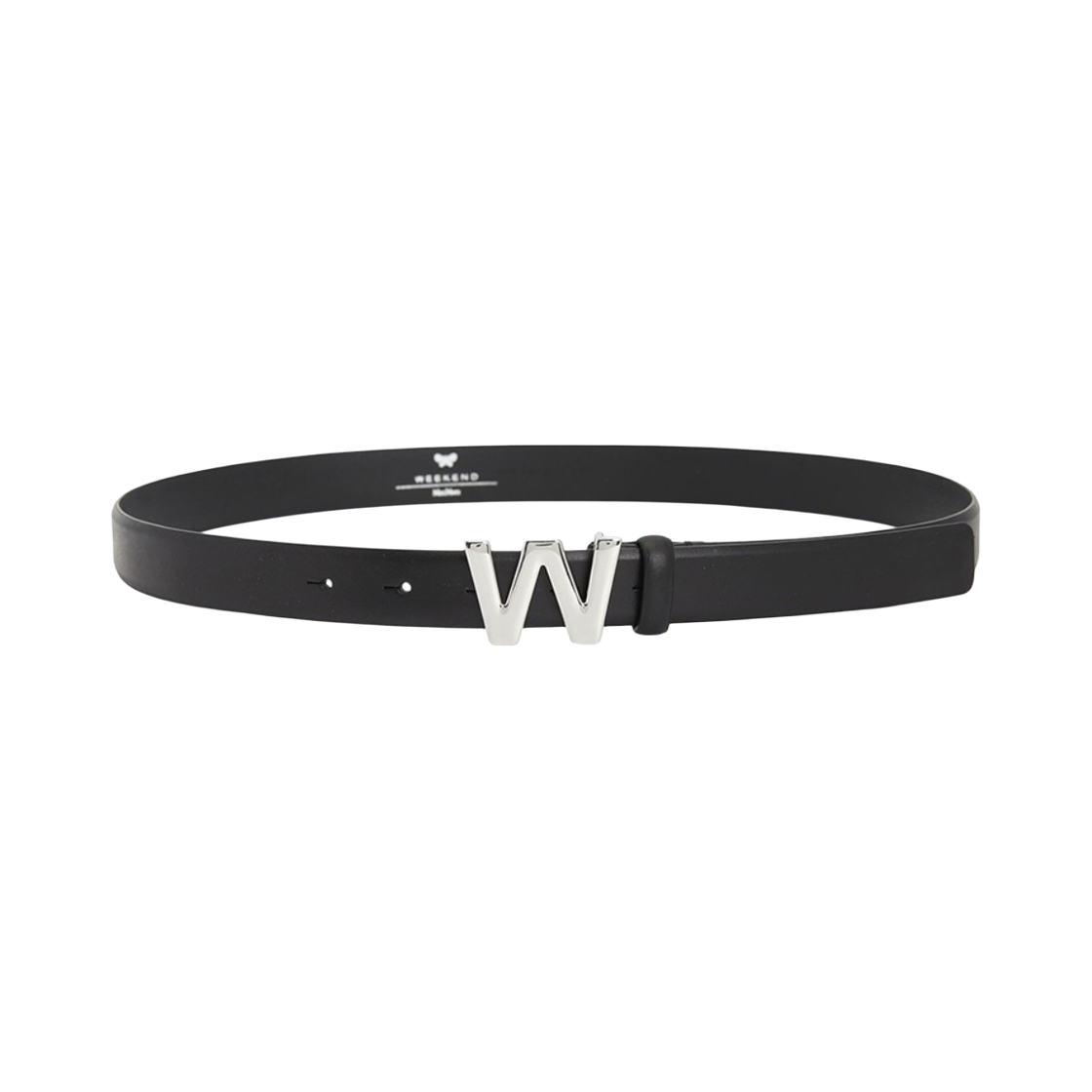 WKAWEST-004 (W) Weekend Max Mara WKAWEST Logo Buckle Leather Belt Black