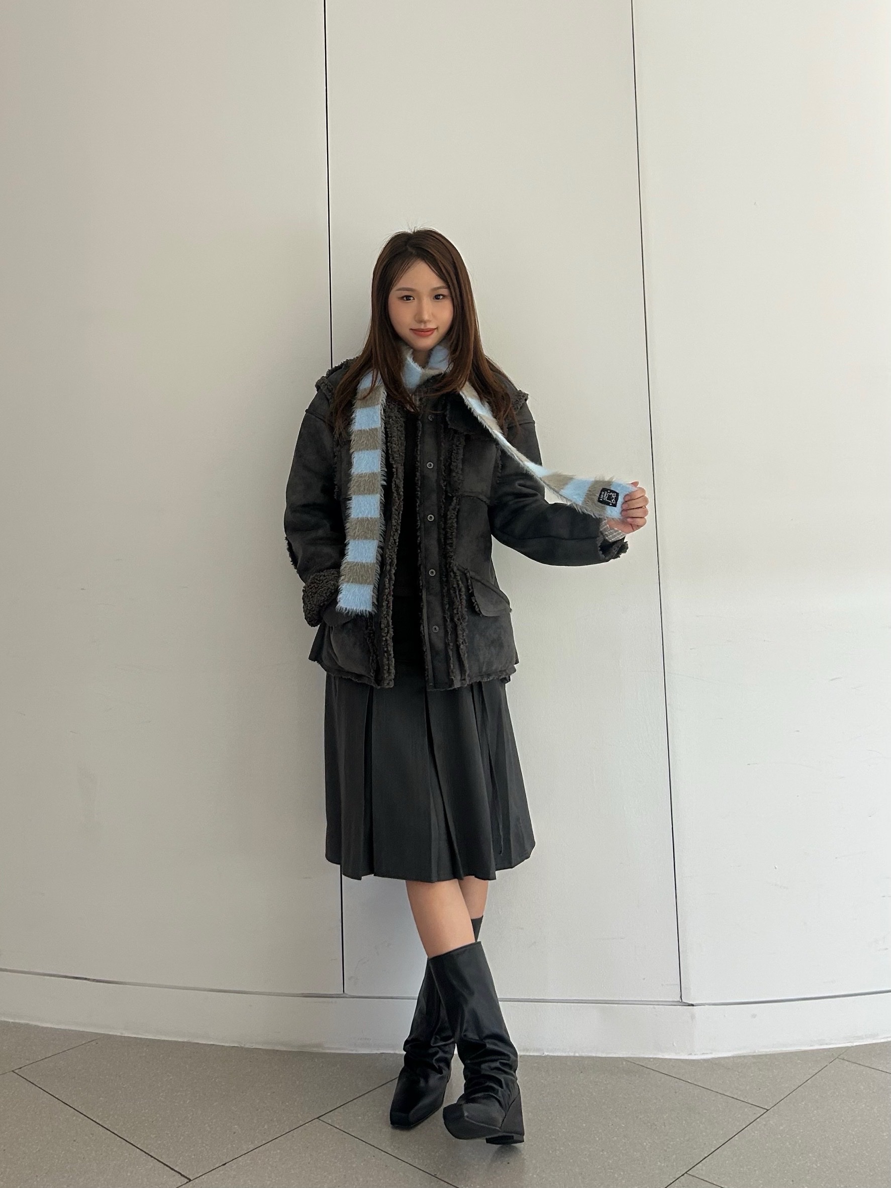 Nache Women Draping Layered Boots Leather Black - 25FW 착용 스타일 - 2