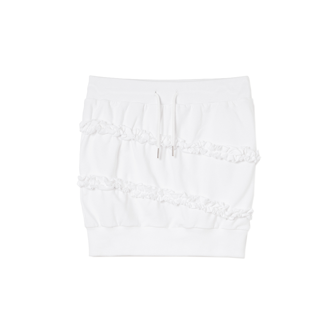 MW182WHT MILLO WOMEN Jersey Frill Tube Top White